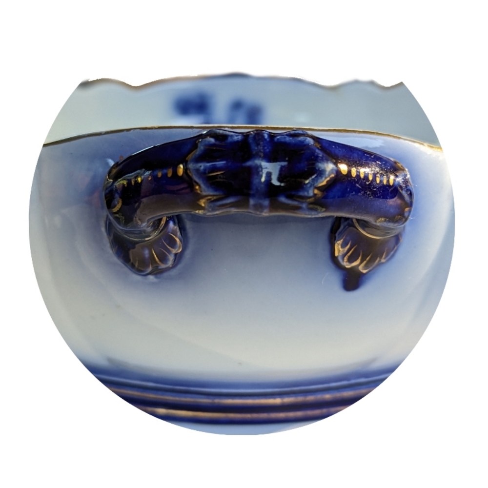 Antique Flow Blue Carlton Ware - Handled Open Dish - Petunia Pattern (c.a.1894) - Picture 3 of 8